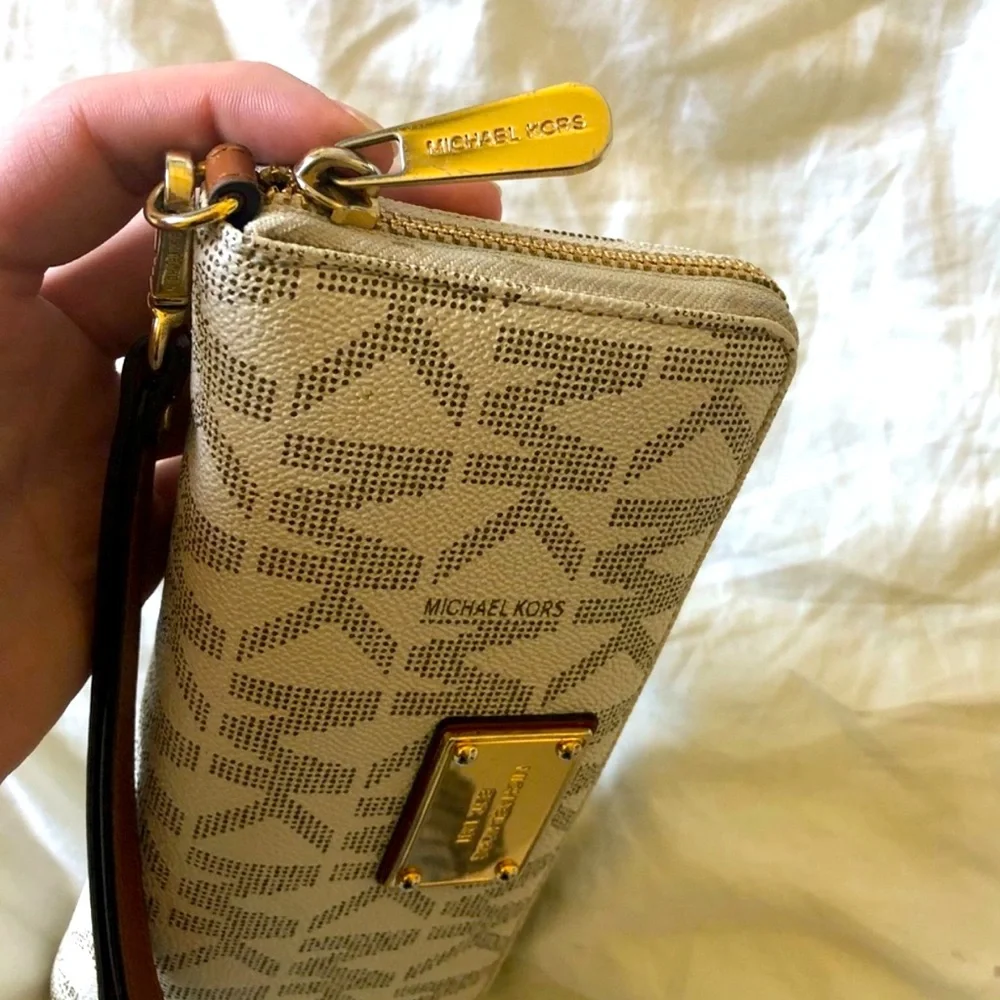 Michael Kors Monogram Beige Wristlet